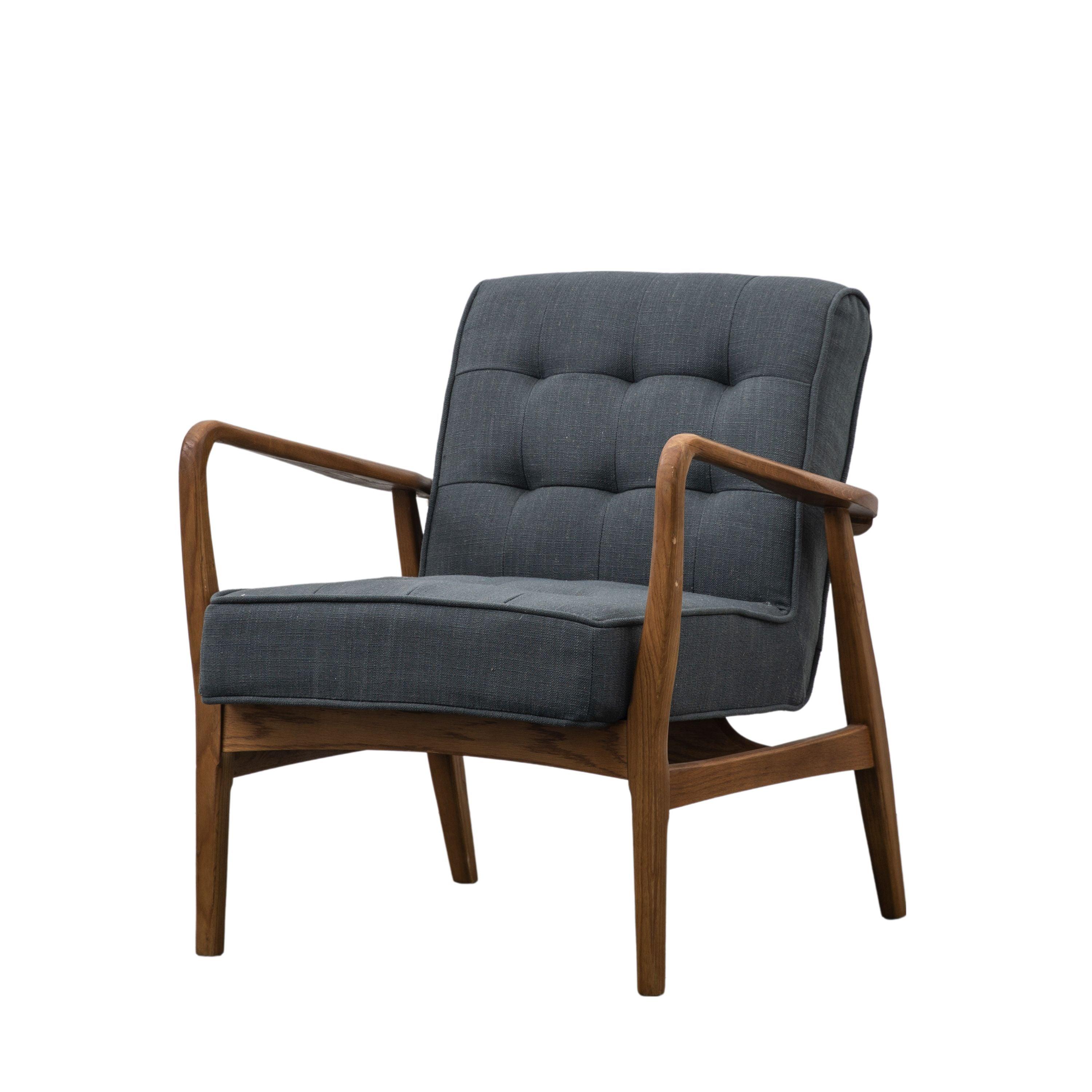 Havenstone Armchair Dark Grey Linen and Solid Oak Frame - Maison Rêves UK