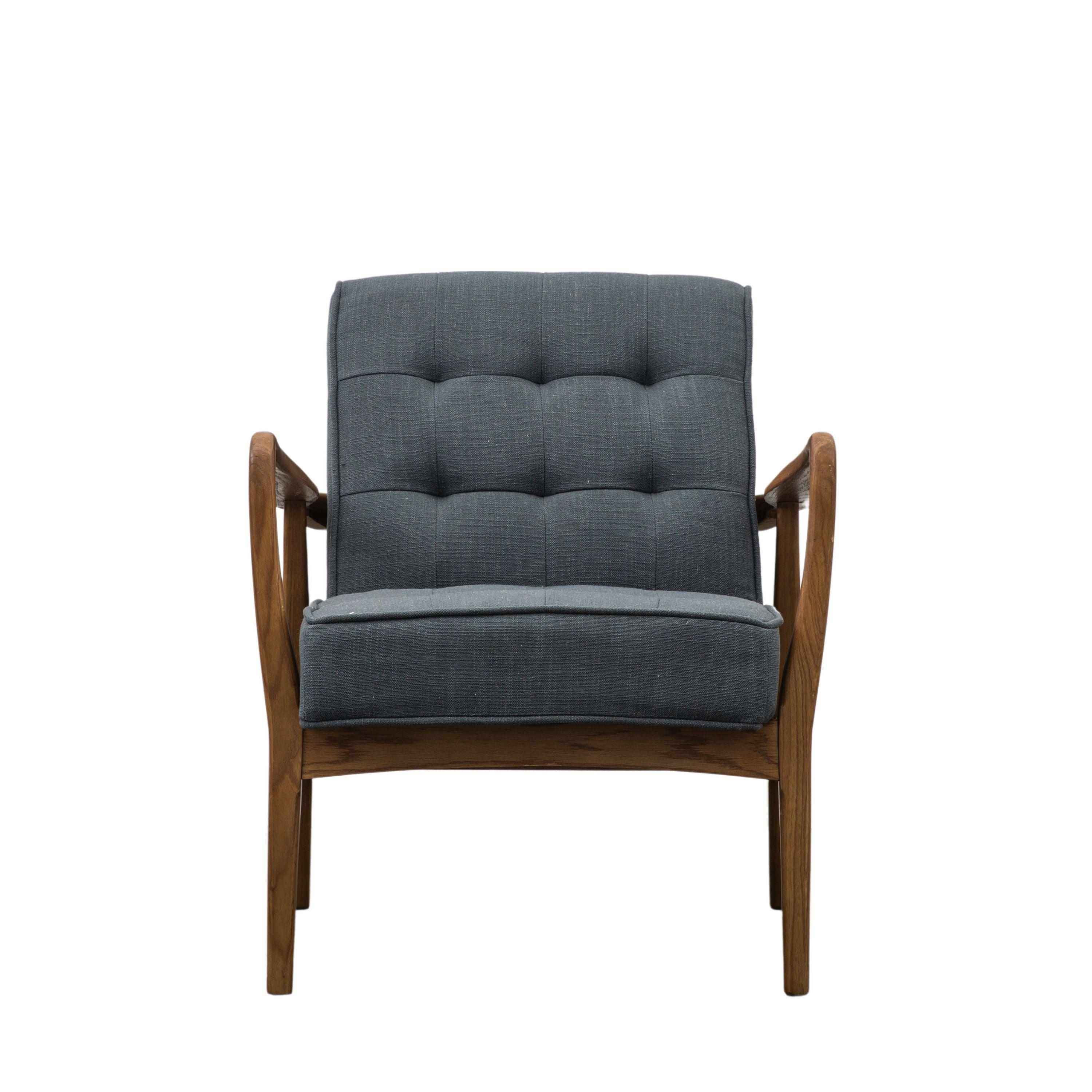 Havenstone Armchair Dark Grey Linen and Solid Oak Frame - Maison Rêves UK