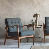 Havenstone Armchair Dark Grey Linen and Solid Oak Frame - Maison Rêves UK