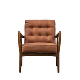 Havenstone Armchair Vintage Brown Leather with Solid Oak Frame - Maison Rêves UK
