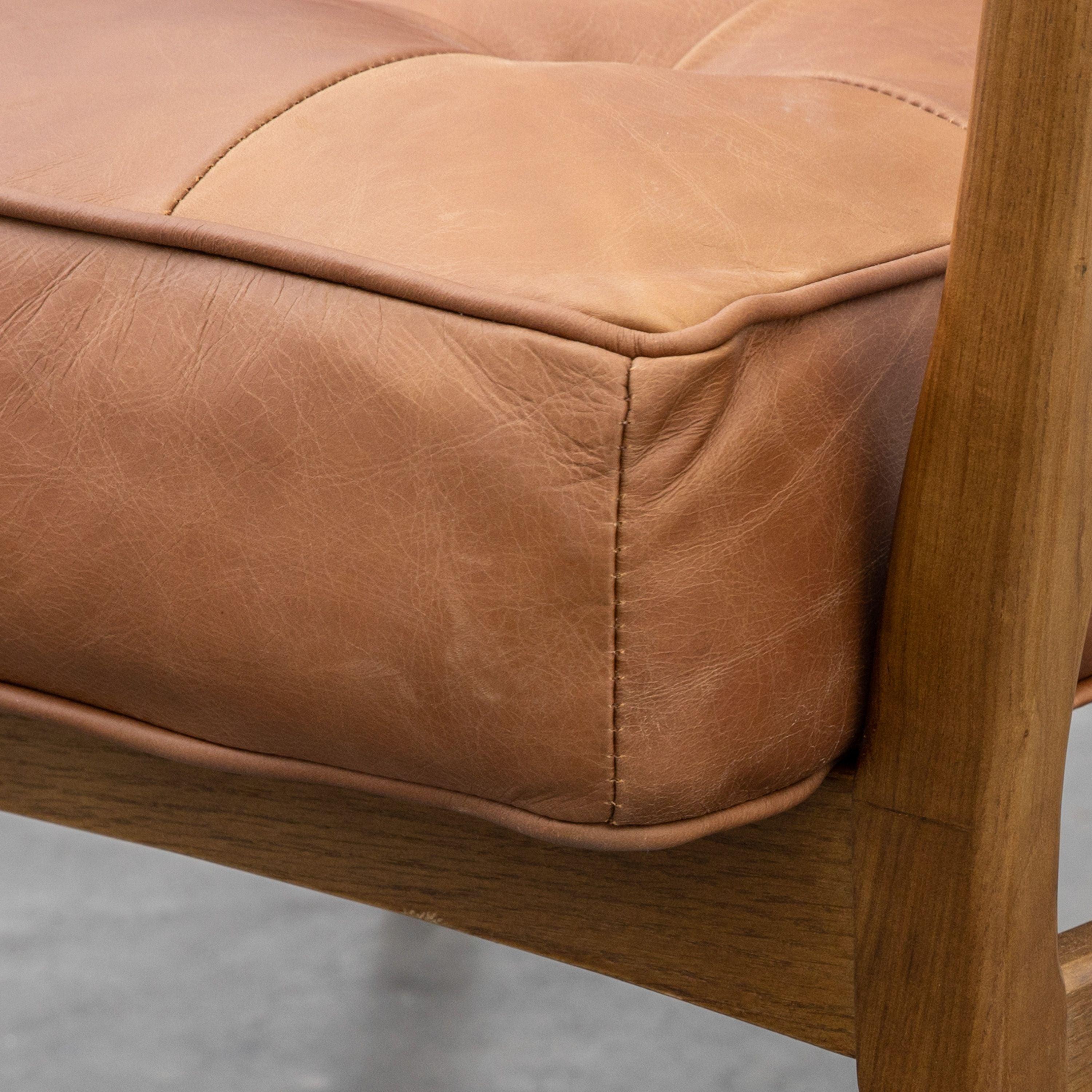 Havenstone Armchair Vintage Brown Leather with Solid Oak Frame - Maison Rêves UK