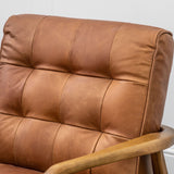Havenstone Armchair Vintage Brown Leather with Solid Oak Frame - Maison Rêves UK
