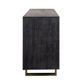 Hunter Black Rustic Oak 4 Door Sideboard with Brushed Gold Base by Richmond Interiors - Maison Rêves UK