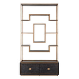 Hunter Brushed Gold Bookcase with Black 2 Door Cabinet by Richmond Interiors - Maison Rêves UK