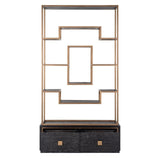 Hunter Brushed Gold Bookcase with Black 2 Door Cabinet by Richmond Interiors - Maison Rêves UK