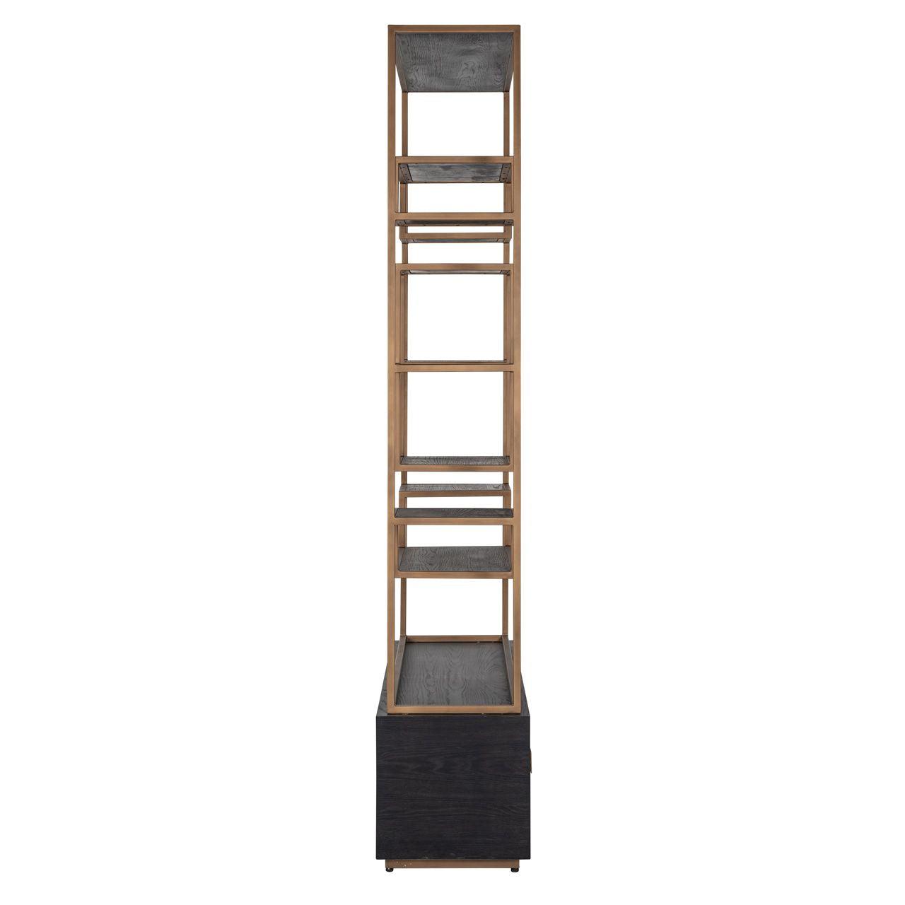 Hunter Brushed Gold Bookcase with Black 2 Door Cabinet by Richmond Interiors - Maison Rêves UK