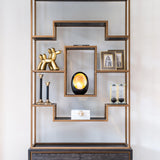 Hunter Brushed Gold Bookcase with Black 2 Door Cabinet by Richmond Interiors - Maison Rêves UK