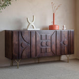Inspira 3 Door Mango Wood Sideboard with Iron Legs - Maison Rêves UK
