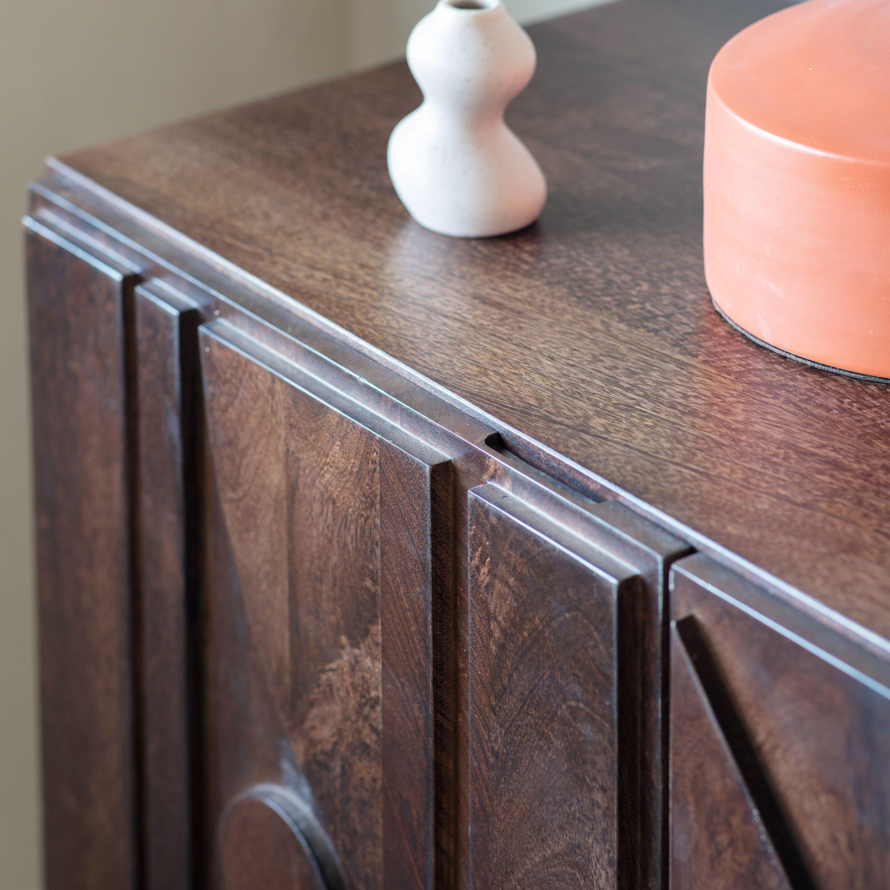 Inspira 3 Door Mango Wood Sideboard with Iron Legs - Maison Rêves UK