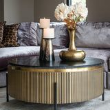 Ironville Circular Gold Coffee Table with Black Marble Top by Richmond Interiors - Maison Rêves UK