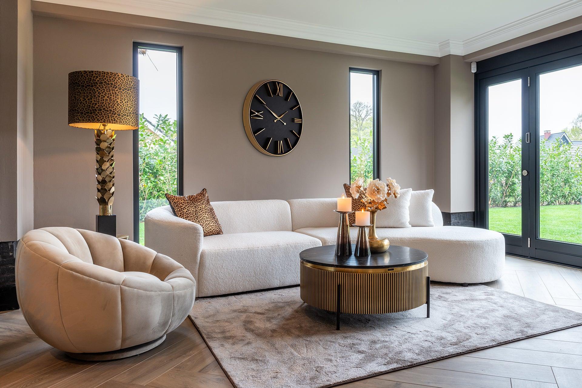 Ironville Circular Gold Coffee Table with Black Marble Top by Richmond Interiors - Maison Rêves UK
