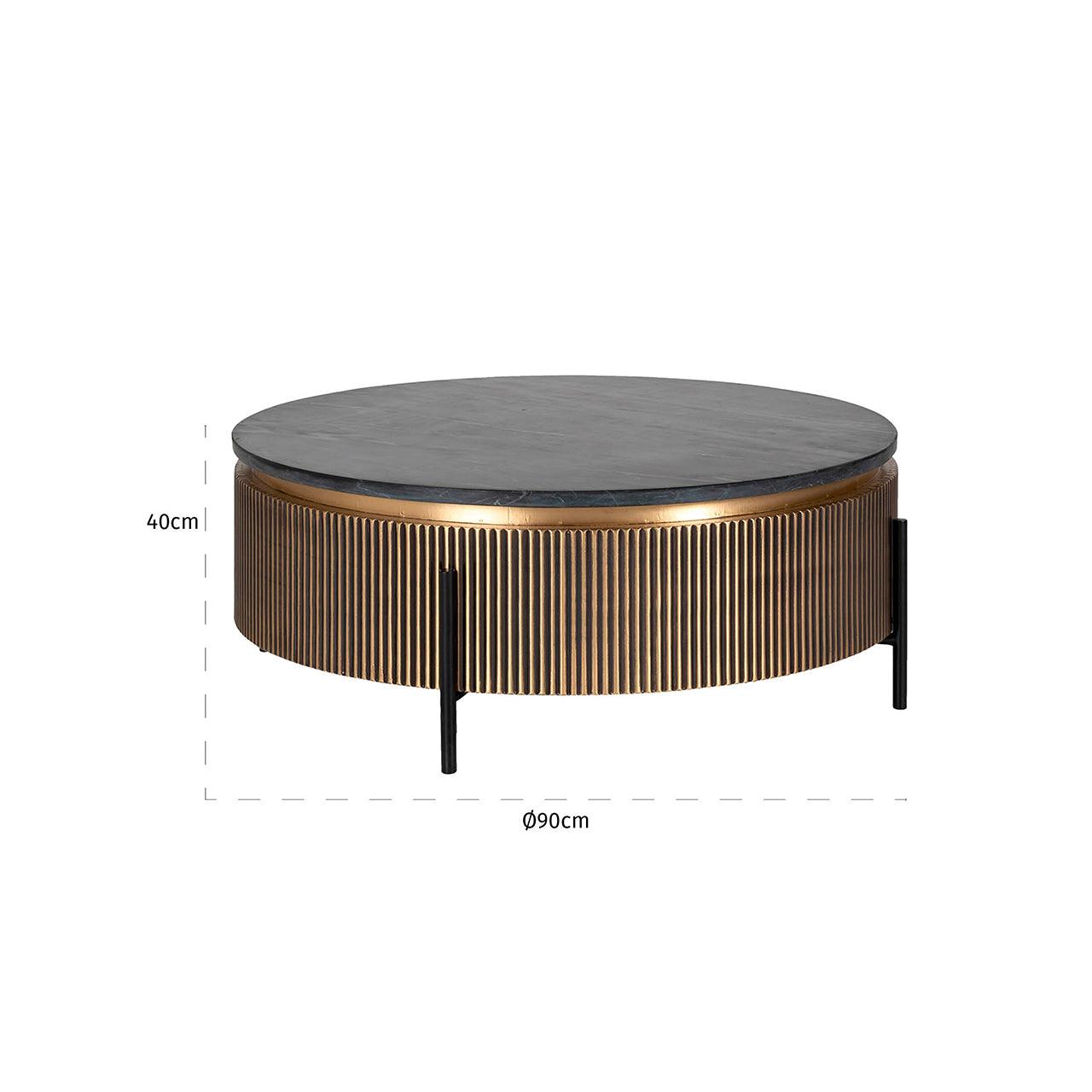 Ironville Circular Gold Coffee Table with Black Marble Top by Richmond Interiors - Maison Rêves UK
