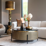 Ironville Circular Gold Coffee Table with Black Marble Top by Richmond Interiors - Maison Rêves UK