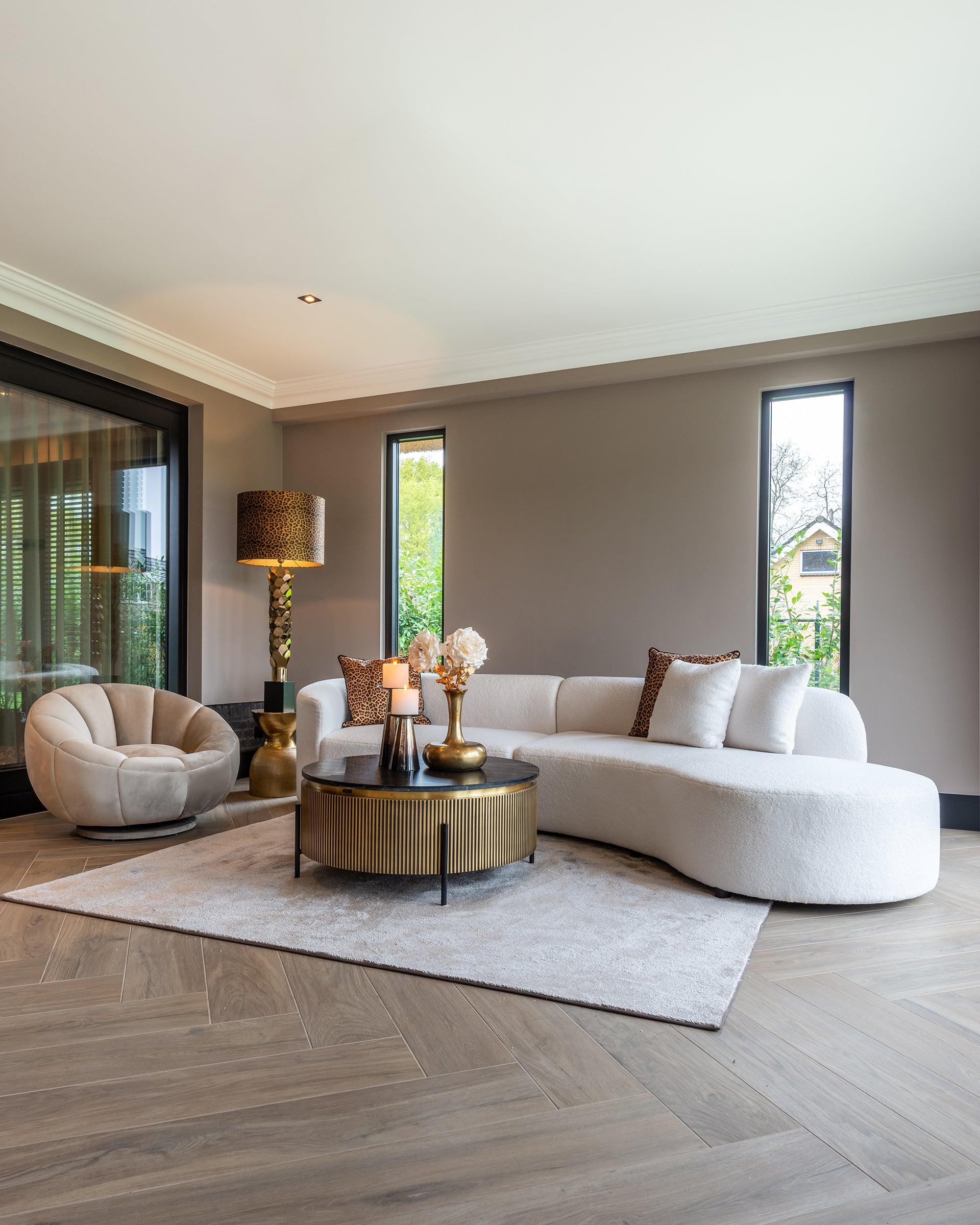 Ironville Circular Gold Coffee Table with Black Marble Top by Richmond Interiors - Maison Rêves UK