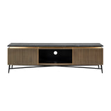 Ironville Gold Media Unit with Black Marble Top & Open Compartment by Richmond Interiors - Maison Rêves UK