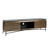 Ironville Gold Media Unit with Black Marble Top & Open Compartment by Richmond Interiors - Maison Rêves UK