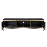 Ironville Gold Media Unit with Black Marble Top & Open Compartment by Richmond Interiors - Maison Rêves UK
