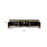 Ironville Gold Media Unit with Black Marble Top & Open Compartment by Richmond Interiors - Maison Rêves UK