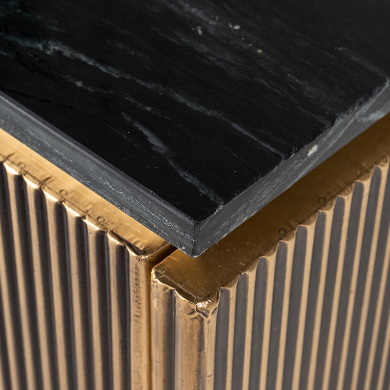 Ironville Gold Media Unit with Black Marble Top & Open Compartment by Richmond Interiors - Maison Rêves UK