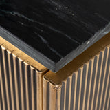 Ironville Gold Media Unit with Black Marble Top & Open Compartment by Richmond Interiors - Maison Rêves UK