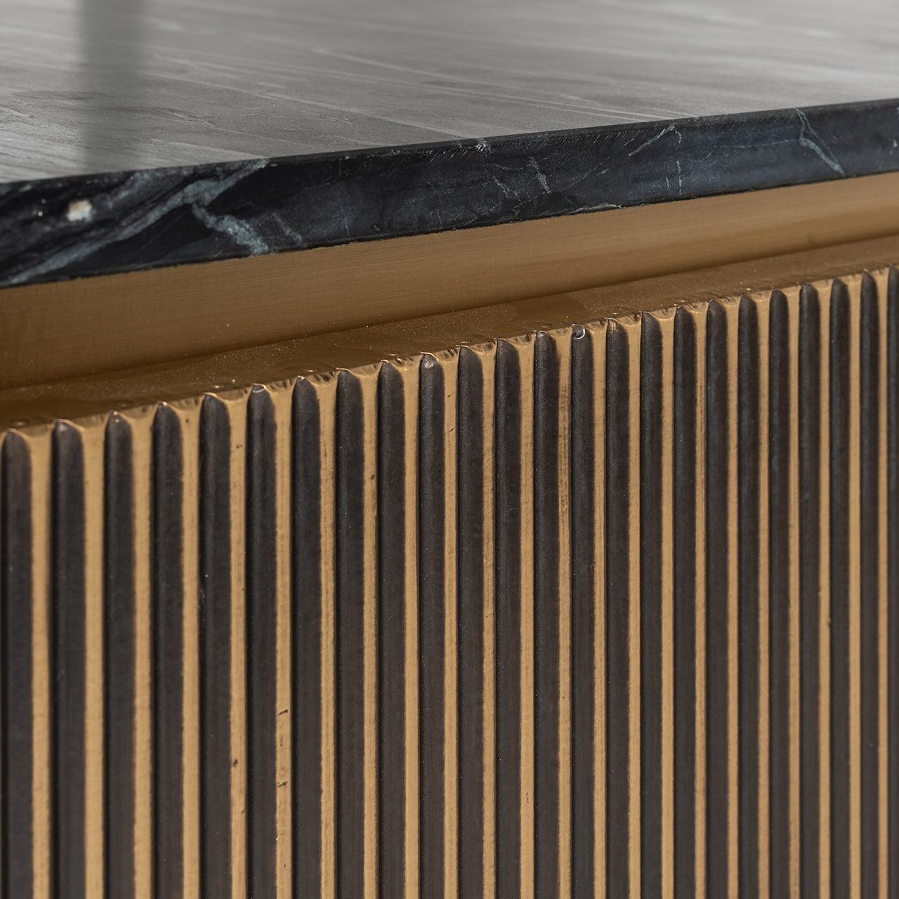 Ironville Gold Media Unit with Black Marble Top & Open Compartment by Richmond Interiors - Maison Rêves UK