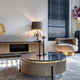 Ironville Gold Media Unit with Black Marble Top & Open Compartment by Richmond Interiors - Maison Rêves UK