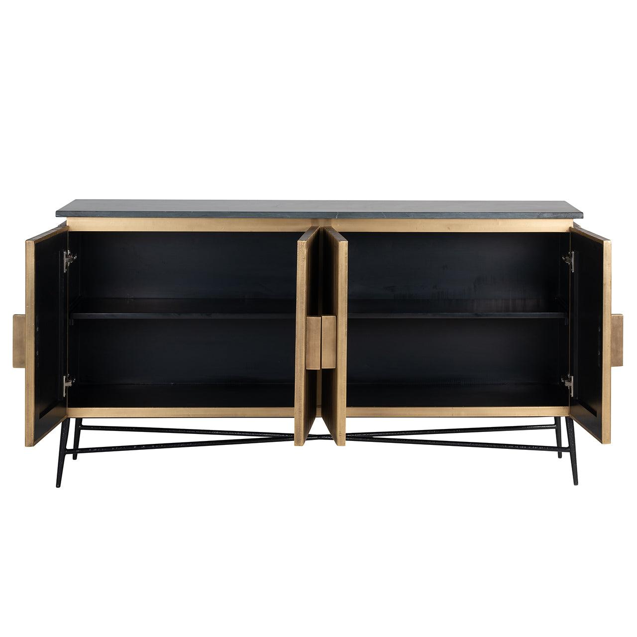 Ironville Gold Sideboard with Black Marble Top by Richmond Interiors - Maison Rêves UK