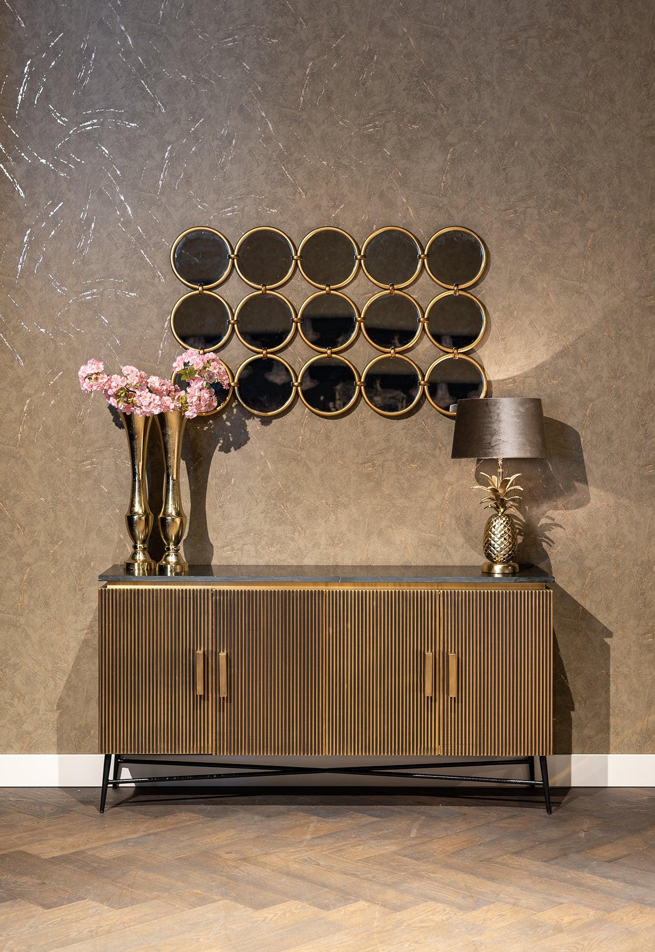 Ironville Gold Sideboard with Black Marble Top by Richmond Interiors - Maison Rêves UK