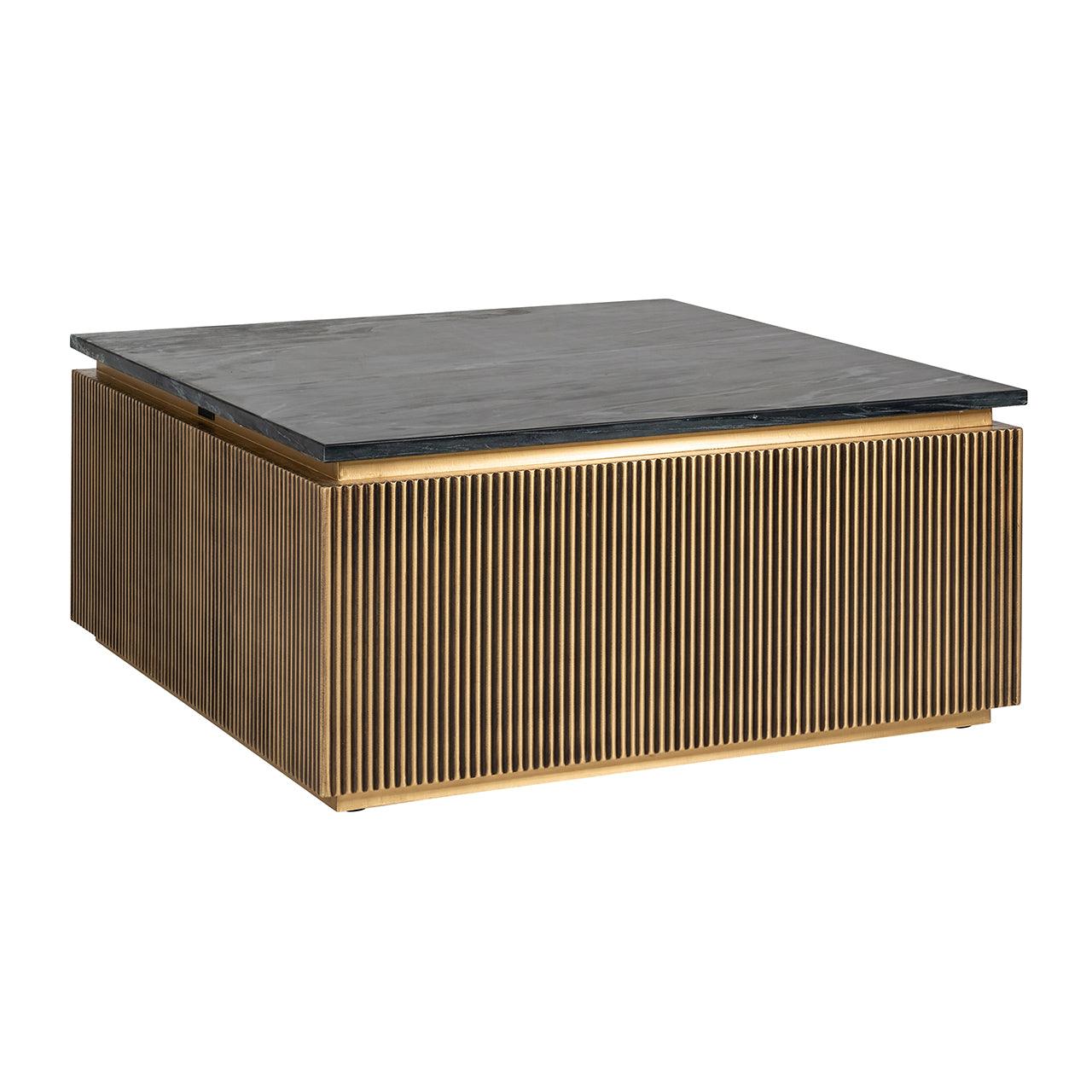 Ironville Square Gold Coffee Table with Black Marble Top by Richmond Interiors - Maison Rêves UK