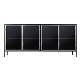 Kilworth Brushed Black Iron Sideboard with Glass Doors - Maison Rêves UK
