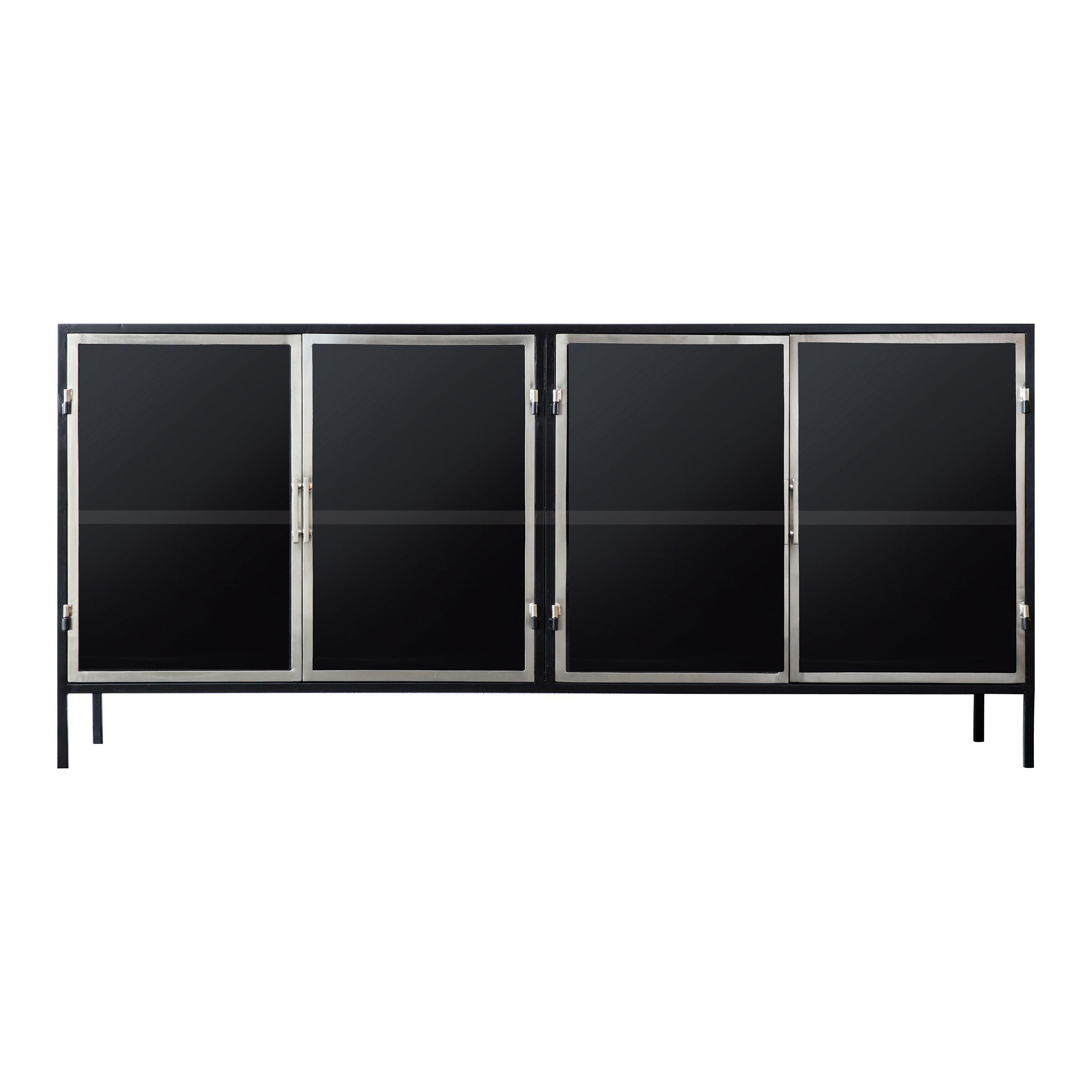 Kilworth Brushed Black Iron Sideboard with Glass Doors - Maison Rêves UK