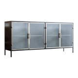 Kilworth Brushed Black Iron Sideboard with Glass Doors - Maison Rêves UK