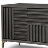 4-Door Sideboard Textured Grey Oak Veneer With Brushed Brass Feet - interitower