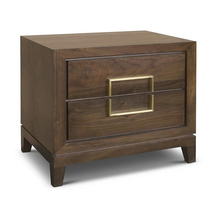 Lucca 2-Drawer Bedside Cabinet in Walnut with Gold Handles by Berkeley Designs - Maison Rêves UK