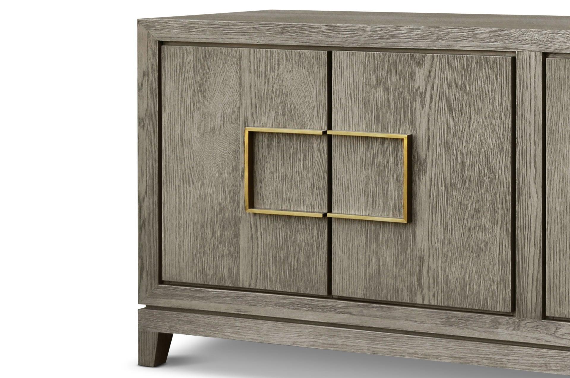 4-Door Sideboard in Textured Grey/Taupe Coloured Oak Veneer - interitower