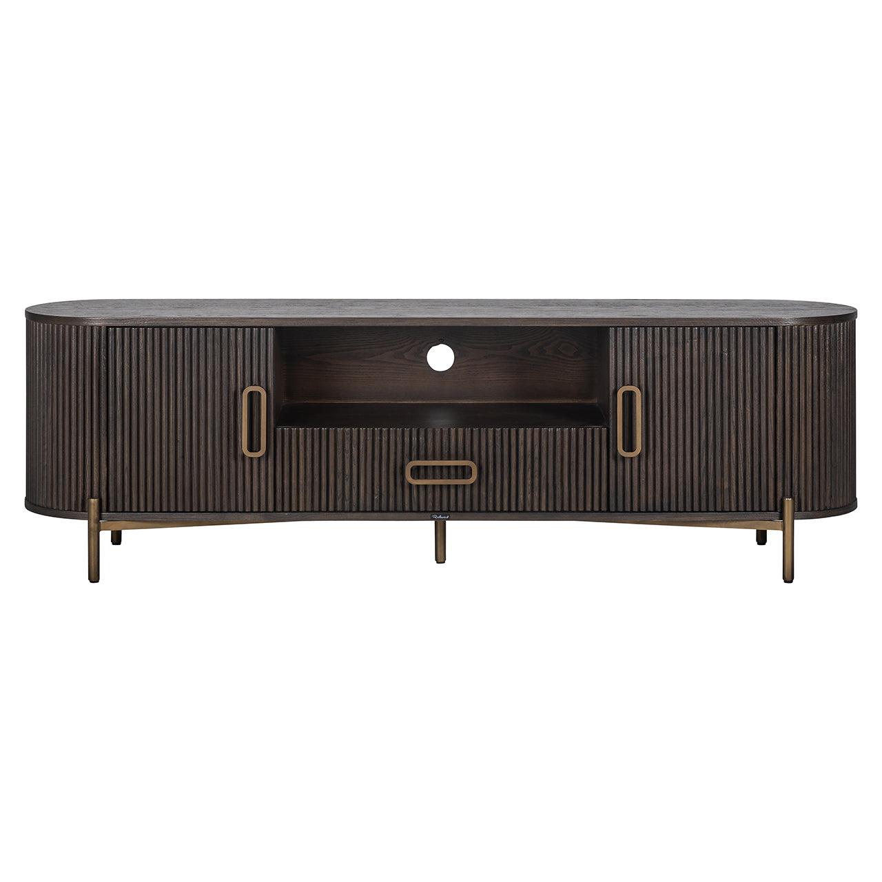 Luxor 2 Door 1 Drawer Brown Media Unit with Brushed Gold Feet by Richmond Interiors - Maison Rêves UK
