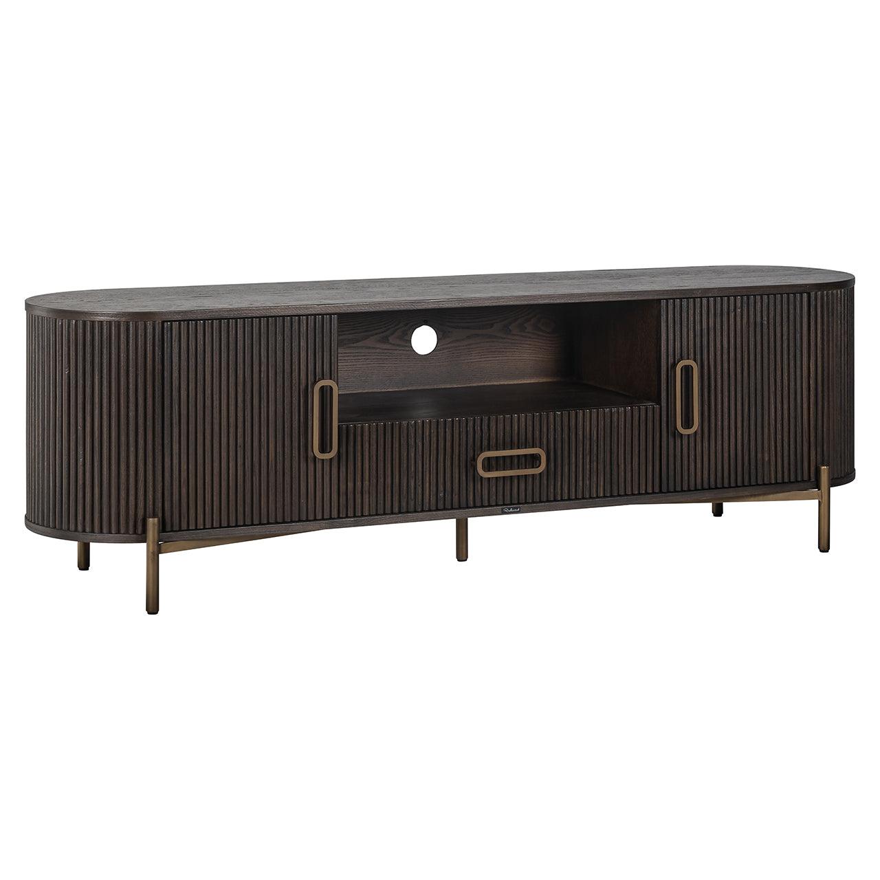 Luxor 2 Door 1 Drawer Brown Media Unit with Brushed Gold Feet by Richmond Interiors - Maison Rêves UK
