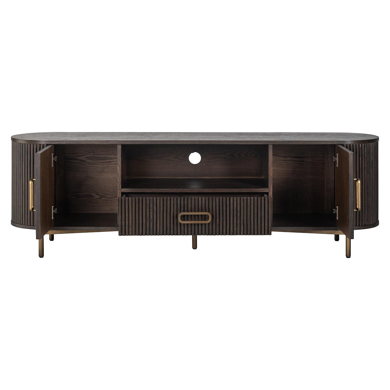 Luxor 2 Door 1 Drawer Brown Media Unit with Brushed Gold Feet by Richmond Interiors - Maison Rêves UK
