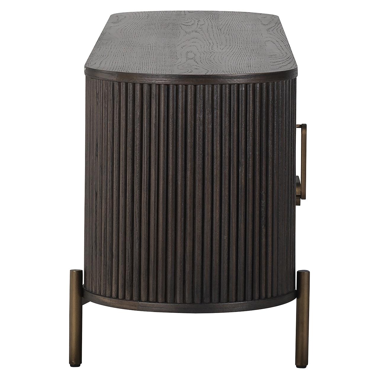 Luxor 2 Door 1 Drawer Brown Media Unit with Brushed Gold Feet by Richmond Interiors - Maison Rêves UK