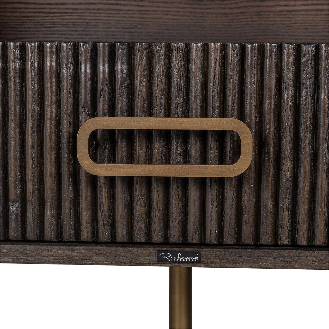 Luxor 2 Door 1 Drawer Brown Media Unit with Brushed Gold Feet by Richmond Interiors - Maison Rêves UK