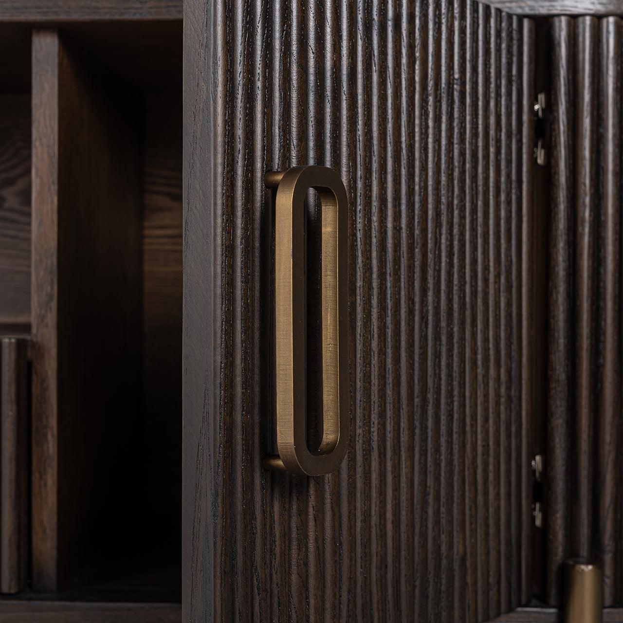 Luxor 2 Door 1 Drawer Brown Media Unit with Brushed Gold Feet by Richmond Interiors - Maison Rêves UK