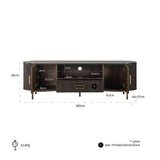 Luxor 2 Door 1 Drawer Brown Media Unit with Brushed Gold Feet by Richmond Interiors - Maison Rêves UK