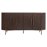 Luxor 4 Door Brown Wood Sideboard with Brushed Gold Frame by Richmond Interiors - Maison Rêves UK