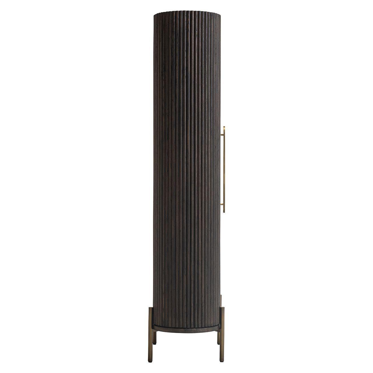 Luxor Single Door Brown Wood Cabinet with Brushed Gold Frame by Richmond Interiors - Maison Rêves UK