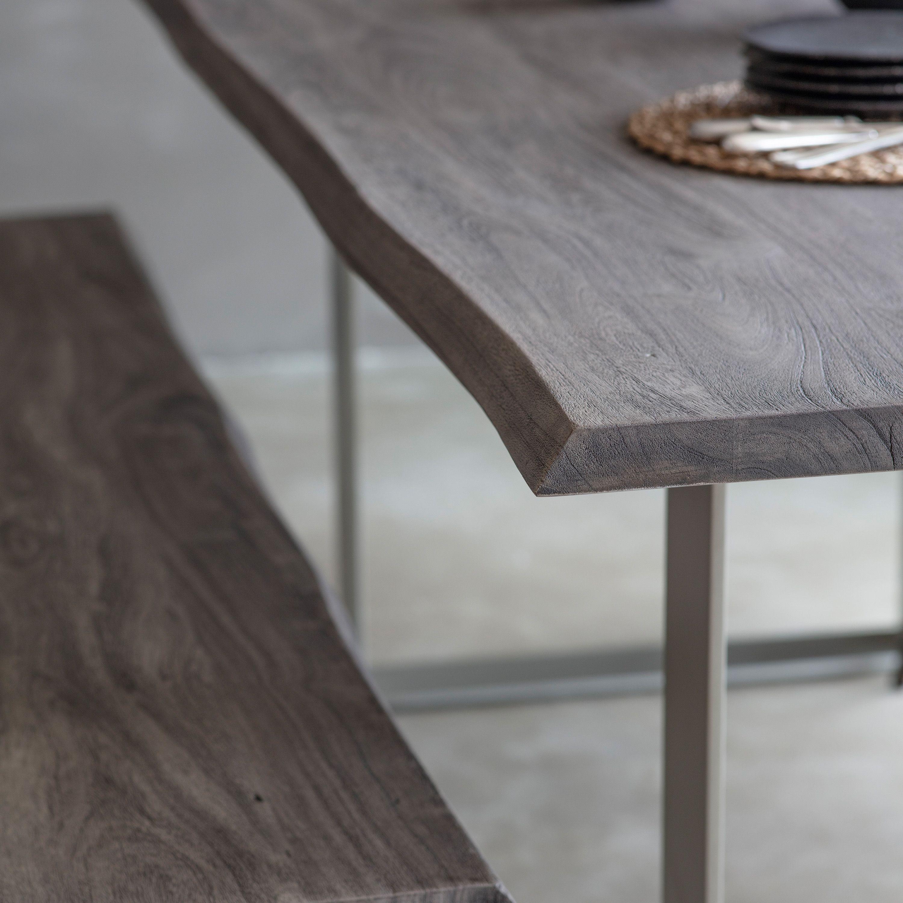 Marvena Wooden Dining Table Grey with Silver Powder Coated Iron Legs - Maison Rêves UK