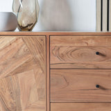 Mirage 2 Door 3 Drawer Acacia Wood Sideboard with Black Metal Legs - Maison Rêves UK