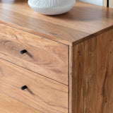 Mirage 2 Door 3 Drawer Acacia Wood Sideboard with Black Metal Legs - Maison Rêves UK