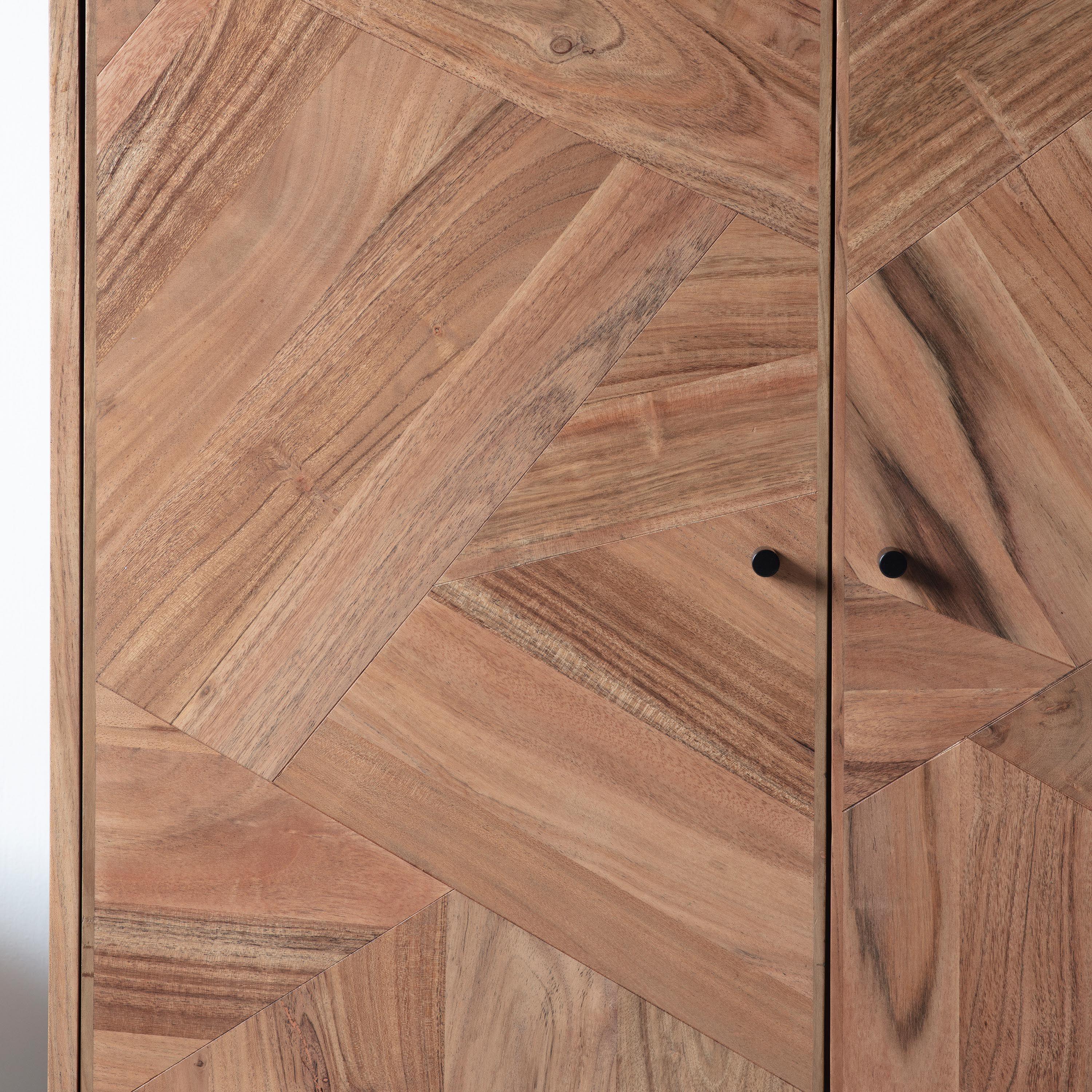 Mirage 2 Door Acacia Wood Drinks Cabinet with Black Metal Legs - Maison Rêves UK