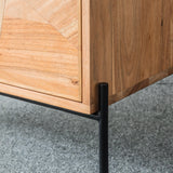 Mirage 2 Door Acacia Wood Drinks Cabinet with Black Metal Legs - Maison Rêves UK