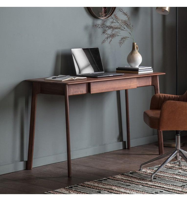 Modera 1 Drawer Solid Oak Desk Walnut - Maison Rêves UK